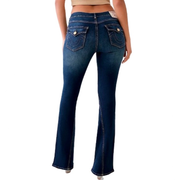 True Religion Joey Big T Dark Wash Flared Boot Cut Jeans - Picture 3 of 16